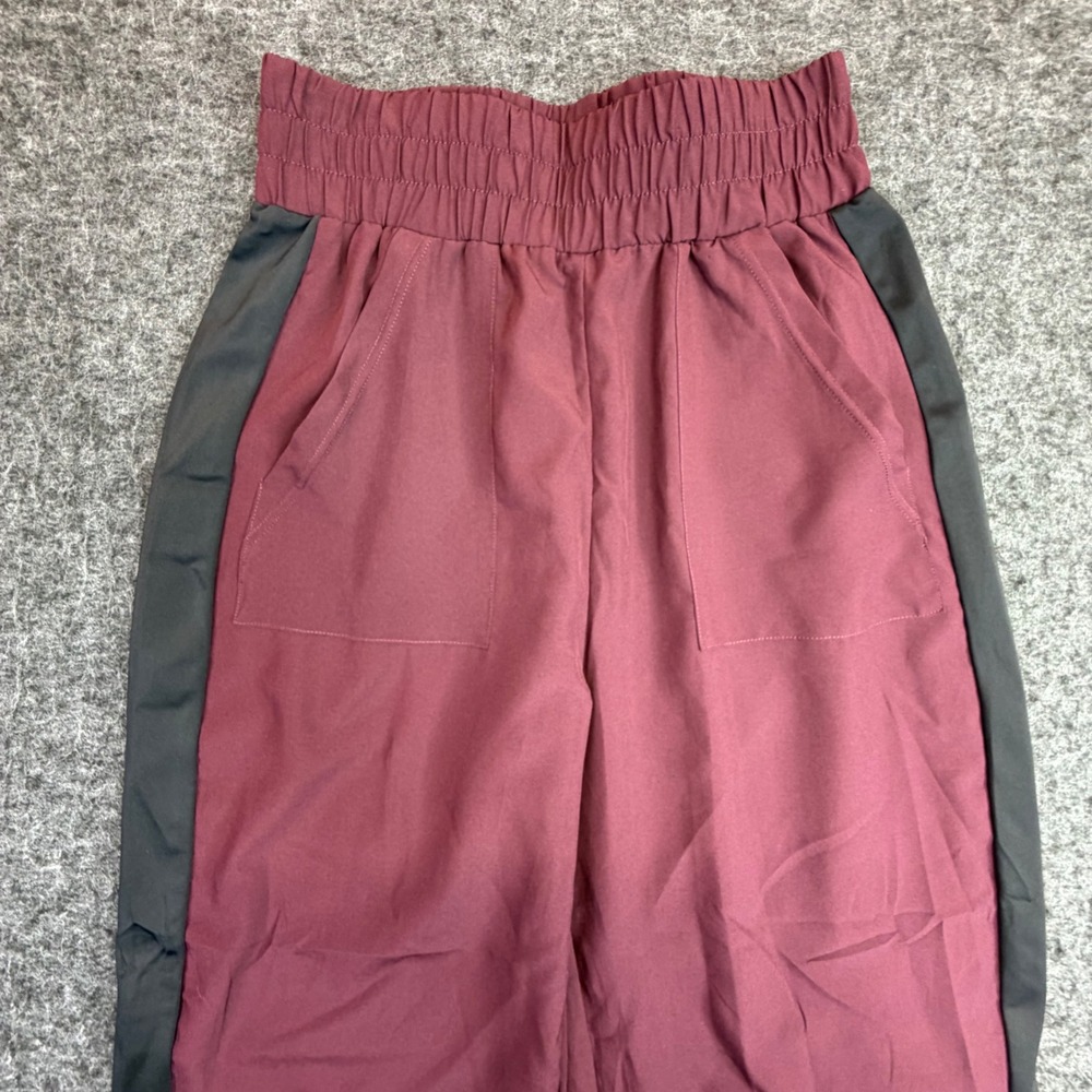 Balera Dancewear Joggers Women XSA Maroon High Waist Side Stripe 14601 - Picture 2 of 9